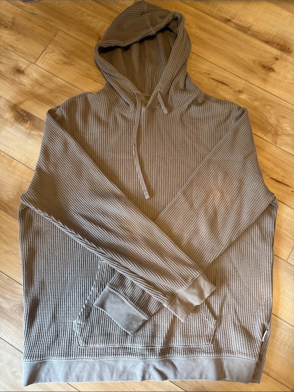 American Eagle Outfitters Men's Waffle Knit Hooded Sweater - Taupe